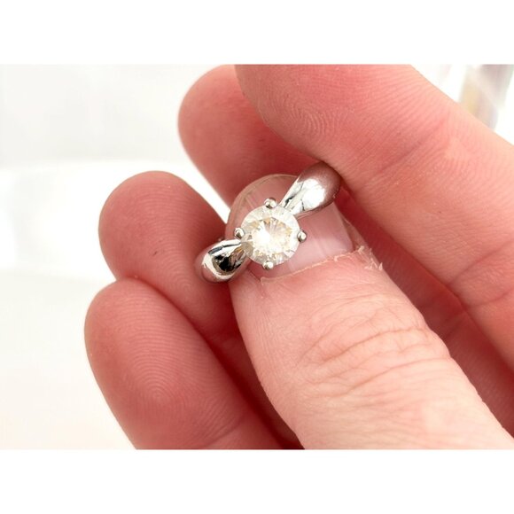 Minimalist Solitaire Cocktail Chunky 925 Sterling Silver Vintage Ring - sz 5 - Picture 9 of 16